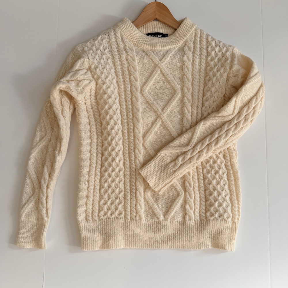 Vamtac Cream Cable Knit Crewneck Sweater Size XS